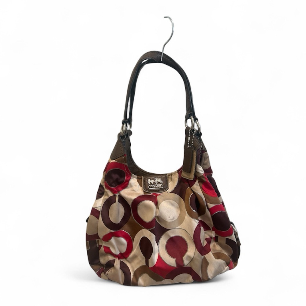 Coach Red and Cream Signature Shoulder Bag